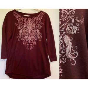 Christopher & Banks graphic rhinestone 3/4 tee